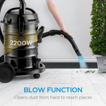 Midea Drum Vacuum Cleaner 2200 Watts, 23 Liters Ultra Large Tank Dust Capacity With Adjustable Tube, Removable And Washable Filter, Rug Floor Nozzle, Blower Function, Best For Home And Office, MDVC23, 1 Year Warranty