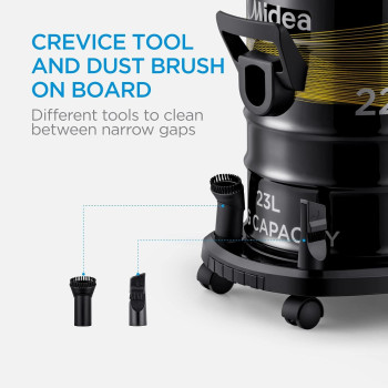 Midea Drum Vacuum Cleaner 2200 Watts, 23 Liters Ultra Large Tank Dust Capacity With Adjustable Tube, Removable And Washable Filter, Rug Floor Nozzle, Blower Function, Best For Home And Office, MDVC23, 1 Year Warranty