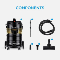 Midea Drum Vacuum Cleaner 2200 Watts, 23 Liters Ultra Large Tank Dust Capacity With Adjustable Tube, Removable And Washable Filter, Rug Floor Nozzle, Blower Function, Best For Home And Office, MDVC23, 1 Year Warranty