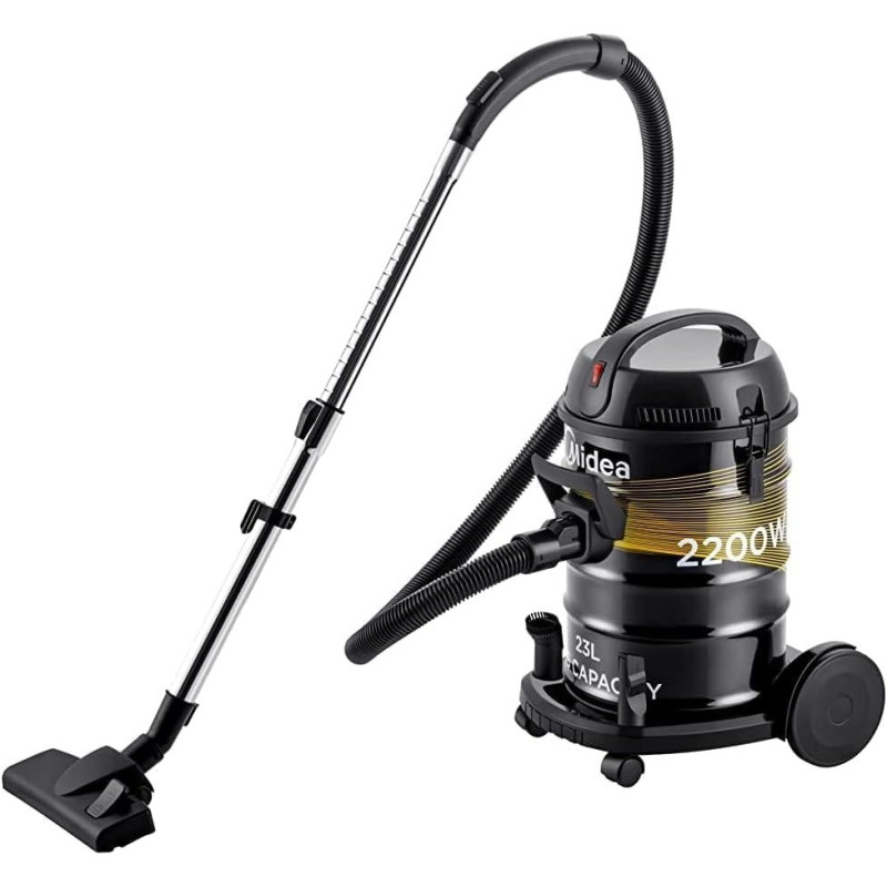 Midea Drum Vacuum Cleaner 2200 Watts, 23 Liters Ultra Large Tank Dust Capacity With Adjustable Tube, Removable And Washable Filter, Rug Floor Nozzle, Blower Function, Best For Home And Office, MDVC23, 1 Year Warranty
