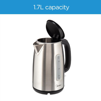 Midea Electric Kettle, 1850-2200W Power, 1.7L Capacity With Water Level Indicator, Removable Filter And Auto Shut Off, Stainless Steel Body With 360 Degree Swivel Base Perfect For Beverages, MK17S30D2, 1 Year Warranty