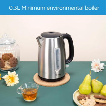 Midea Electric Kettle, 1850-2200W Power, 1.7L Capacity With Water Level Indicator, Removable Filter And Auto Shut Off, Stainless Steel Body With 360 Degree Swivel Base Perfect For Beverages, MK17S30D2, 1 Year Warranty