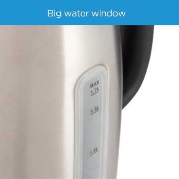 Midea Electric Kettle, 1850-2200W Power, 1.7L Capacity With Water Level Indicator, Removable Filter And Auto Shut Off, Stainless Steel Body With 360 Degree Swivel Base Perfect For Beverages, MK17S30D2, 1 Year Warranty