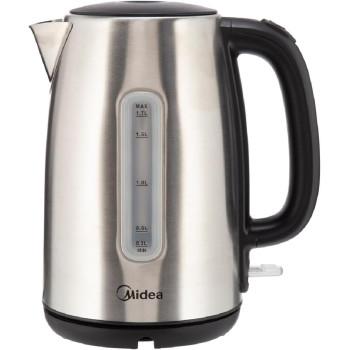 Midea Electric Kettle, 1850-2200W Power, 1.7L Capacity With Water Level Indicator, Removable Filter And Auto Shut Off, Stainless Steel Body With 360 Degree Swivel Base Perfect For Beverages, MK17S30D2, 1 Year Warranty