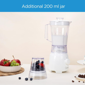 Midea Blender 400 Watts, 1.5 Liter Smoothie Maker, Mixer With Grinder Multi Mill, 2 Speeds With Pulse And Detachable Blade For Easy Cleaning, Best For Blending, Grinding, Mixing And Chopping, Bl2516A, 1 Year Warranty