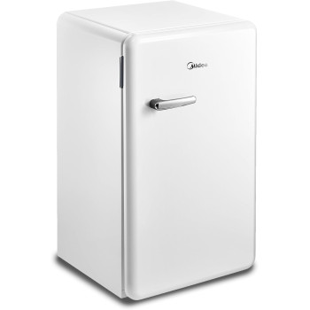 Midea 142L Gross Single Door Retro Style Refrigerator, Compact Size Free Standing, Best For Bedroom, Office And Mini Bar, Freezer Compartment Inside, Quick Cooling And Easy Cleaning, White, MDRD142SLE01, 1 Year Warranty