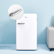 Midea 142L Gross Single Door Retro Style Refrigerator, Compact Size Free Standing, Best For Bedroom, Office And Mini Bar, Freezer Compartment Inside, Quick Cooling And Easy Cleaning, White, MDRD142SLE01, 1 Year Warranty