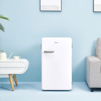 Midea 142L Gross Single Door Retro Style Refrigerator, Compact Size Free Standing, Best For Bedroom, Office And Mini Bar, Freezer Compartment Inside, Quick Cooling And Easy Cleaning, White, MDRD142SLE01, 1 Year Warranty