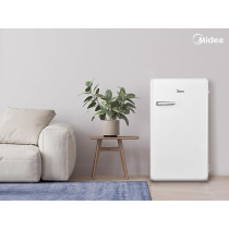 Midea 142L Gross Single Door Retro Style Refrigerator, Compact Size Free Standing, Best For Bedroom, Office And Mini Bar, Freezer Compartment Inside, Quick Cooling And Easy Cleaning, White, MDRD142SLE01, 1 Year Warranty