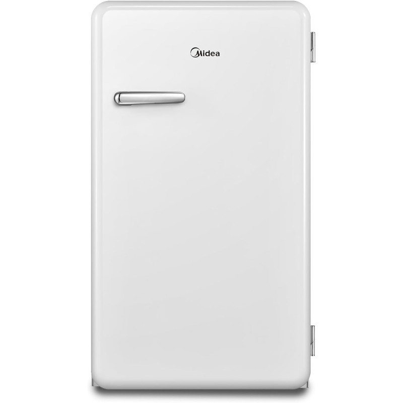 Midea 142L Gross Single Door Retro Style Refrigerator, Compact Size Free Standing, Best For Bedroom, Office And Mini Bar, Freezer Compartment Inside, Quick Cooling And Easy Cleaning, White, MDRD142SLE01, 1 Year Warranty