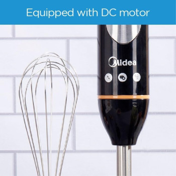 Midea 4 In 1 Hand Blender Chopper And Whisk, Multifunctional Blender With Stainless Steel Blade, 600W Powerful With DC Motor, Low Noise, Variable Speed For Soups, Smoothie, Chopping, Turbo Speed, MJBH6001W, 1 Year Warranty