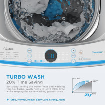 Midea 6Kg Top Loading Washing Machine With Lunar Dial, Auto Clean, Strong Hygiene And Sterilization, One Touch Wash, Inverter Quattro, Soft Close Lid, Deep Clean, Auto Stop And Child Lock, MA200W60W-AE, 1 Year Warranty