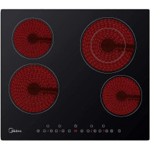 Midea Built In Ceramic Electric Hob, 7000 W, 4 Burner, 59 x 52 Cm, MCHF645, 1 Year Warranty