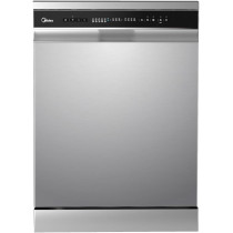 Midea Smart Freestanding Dishwasher, 14 Place Settings, 8 Programs, Wi-Fi, Delay Start And Half Load Function, Silent And High Energy Efficient, Rapid Wash, Child Lock, Self Cleaning Silver, WQP14-W7633CS, 1 Year Warranty