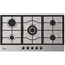 Midea Built In Gas Hob, 5 Burner, 90 x 51 Cm, 90G50ME005-SFT, Silver, 1 Year Warranty