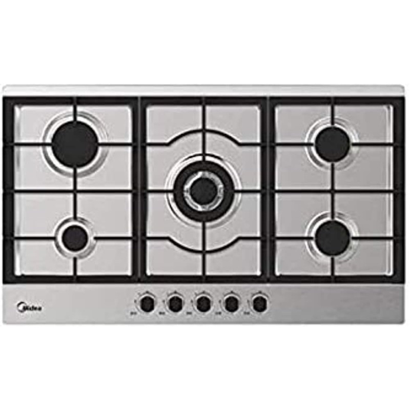 Midea Built In Gas Hob, 5 Burner, 90 x 51 Cm, 90G50ME005-SFT, Silver, 1 Year Warranty