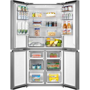 Midea 632L Gross 4 Door Premium Refrigerator, French Door With Smart Home Connect Wifi, Smart Sensor, Vario Box 3 Temp, Inverter Quattro Compressor, Multi Temperature, Silver, MDRF632FIG46D, 1 Year Warranty