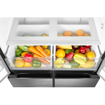 Midea 632L Gross 4 Door Premium Refrigerator, French Door With Smart Home Connect Wifi, Smart Sensor, Vario Box 3 Temp, Inverter Quattro Compressor, Multi Temperature, Silver, MDRF632FIG46D, 1 Year Warranty