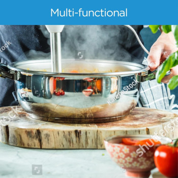 Midea 1000W Hand Blender With DC Motor, Stainless Steel Wander, Multi Functional For Whisking, Chopping, Mashing, Variable Speed For Turbo And Stepless, 1L Chopper Bowl, 600ml Beaker, MJ-BH1001W, 1 Year Warranty