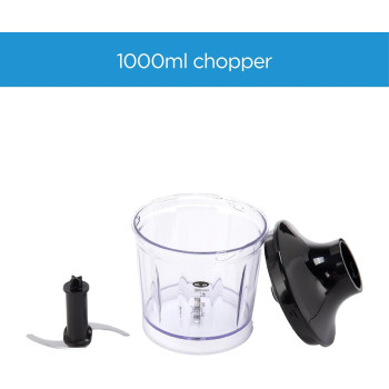 Midea 1000W Hand Blender With DC Motor, Stainless Steel Wander, Multi Functional For Whisking, Chopping, Mashing, Variable Speed For Turbo And Stepless, 1L Chopper Bowl, 600ml Beaker, MJ-BH1001W, 1 Year Warranty