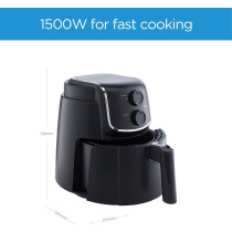 Midea 3.5L Air Fryer, 1500W With Dual Cyclone Rapid Hot Technology For Frying, Grilling, Broiling, Roasting, Baking And Toasting, Timer Up To 60 Minutes, Temperature Control 200 Degree C, MFTN35D2, Black, 1 Year Warranty