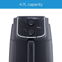 Midea 3.5L Air Fryer, 1500W With Dual Cyclone Rapid Hot Technology For Frying, Grilling, Broiling, Roasting, Baking And Toasting, Timer Up To 60 Minutes, Temperature Control 200 Degree C, MFTN35D2, Black, 1 Year Warranty