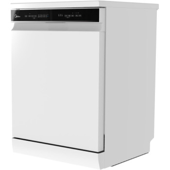 Midea Smart Freestanding Dishwasher, 14 Place Settings, 9 Programs, Wi-Fi, Delay Start And Dual Zone Wash, Silent And High Energy Efficient, Rapid Wash, Child Lock, Ion Dishfresh, White, WQP14-W7633DW, 1 Year Warranty