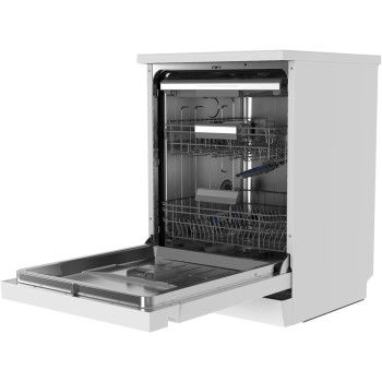 Midea Smart Freestanding Dishwasher, 14 Place Settings, 9 Programs, Wi-Fi, Delay Start And Dual Zone Wash, Silent And High Energy Efficient, Rapid Wash, Child Lock, Ion Dishfresh, White, WQP14-W7633DW, 1 Year Warranty