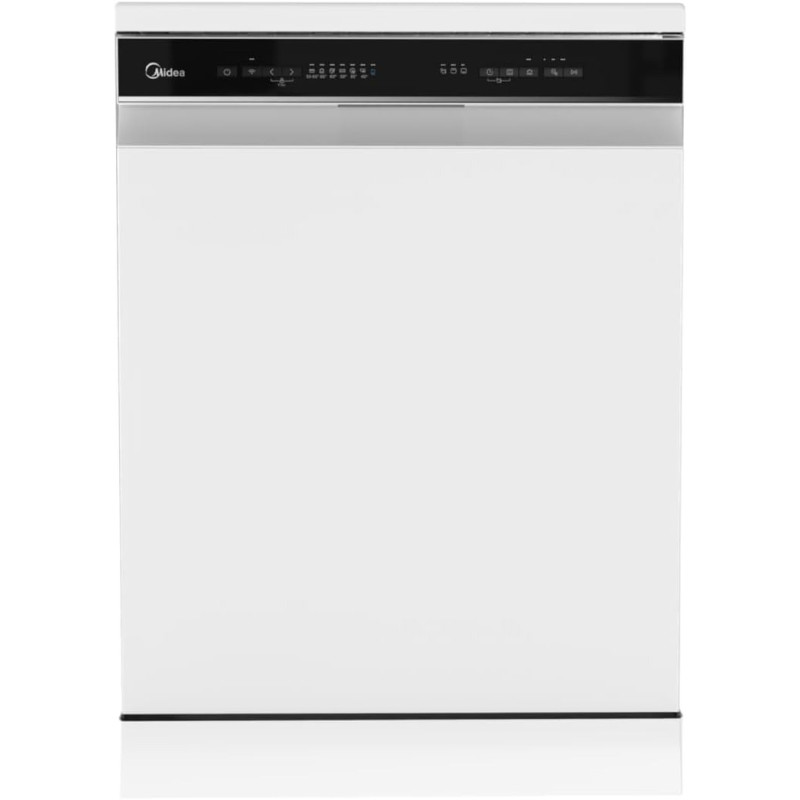 Midea Smart Freestanding Dishwasher, 14 Place Settings, 9 Programs, Wi-Fi, Delay Start And Dual Zone Wash, Silent And High Energy Efficient, Rapid Wash, Child Lock, Ion Dishfresh, White, WQP14-W7633DW, 1 Year Warranty