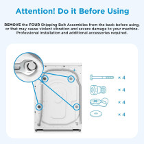 Midea 8/6 KG Smart Washer Dryer With BLDC Inverter Motor, 1400 RPM, Fully Automatic Front Load Washing And Drying Combo, 14 Programs-Quick Wash/Steam Care/Auto Clean, White, MF200D80WBW-GCC, 1 Year Warranty