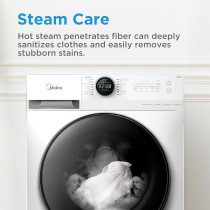 Midea 8/6 KG Smart Washer Dryer With BLDC Inverter Motor, 1400 RPM, Fully Automatic Front Load Washing And Drying Combo, 14 Programs-Quick Wash/Steam Care/Auto Clean, White, MF200D80WBW-GCC, 1 Year Warranty