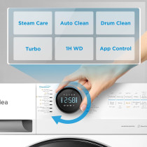 Midea 8/6 KG Smart Washer Dryer With BLDC Inverter Motor, 1400 RPM, Fully Automatic Front Load Washing And Drying Combo, 14 Programs-Quick Wash/Steam Care/Auto Clean, White, MF200D80WBW-GCC, 1 Year Warranty