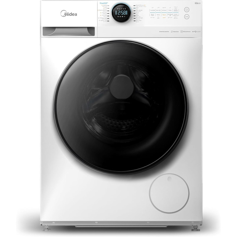 Midea 8/6 KG Smart Washer Dryer With BLDC Inverter Motor, 1400 RPM, Fully Automatic Front Load Washing And Drying Combo, 14 Programs-Quick Wash/Steam Care/Auto Clean, White, MF200D80WBW-GCC, 1 Year Warranty