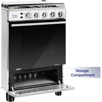 Super General Freestanding Gas-Cooker 4-Burner Full-Safety, Stainless-Steel Cooker, Gas Oven With Rotisserie, Thermostat, Auto-Ignition, Silver, SGC-601-FS, 1 Year Warranty