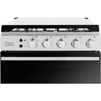 Super General Freestanding Gas-Cooker 4-Burner Full-Safety, Stainless-Steel Cooker, Gas Oven With Rotisserie, Thermostat, Auto-Ignition, Silver, SGC-601-FS, 1 Year Warranty
