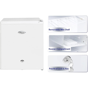 Super General 60 Liter Gross Volume Compact Mini-Refrigerator Beverage-Fridge With Child Lock, Shelf, Freezer-Box, Reversible Door, White, SGR-035-H, 1 Year Warranty