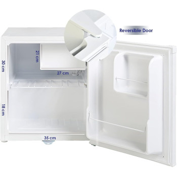 Super General 60 Liter Gross Volume Compact Mini-Refrigerator Beverage-Fridge With Child Lock, Shelf, Freezer-Box, Reversible Door, White, SGR-035-H, 1 Year Warranty