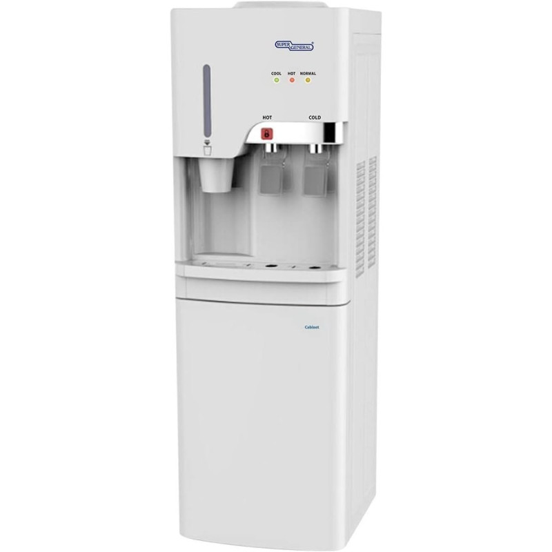 Super General 2 Tap Free Standing Water Dispenser With Cup Holder, White, SGL1891, 1 Year Warranty