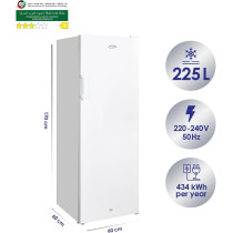 Super General Upright Freezer 350 Liter Gross Volume Compact Deep-Freezer With 7 Plastic Drawers, Lock And Key, White, SGUF-348-H, 1 Year Warranty