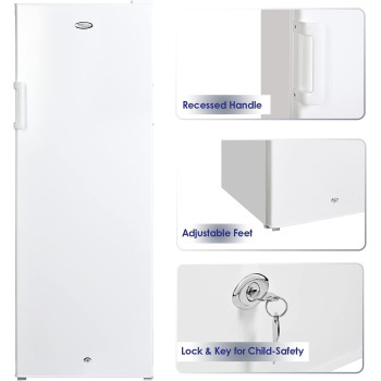 Super General Upright Freezer 350 Liter Gross Volume Compact Deep-Freezer With 7 Plastic Drawers, Lock And Key, White, SGUF-348-H, 1 Year Warranty