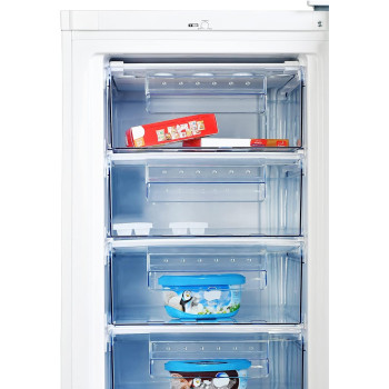 Super General Upright Freezer 350 Liter Gross Volume Compact Deep-Freezer With 7 Plastic Drawers, Lock And Key, White, SGUF-348-H, 1 Year Warranty