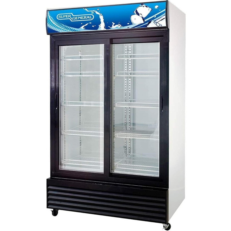 Super General 1000 Liters Double Layered Glass Sliding Door Chiller, White/Black, SGSC1017IS With 1 Year Manufacturer Warranty