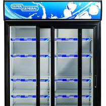 Super General 1000 Litre Gross Double-Door Chiller, Upright Beverage-Showcase, Energy-Saving, Low-Noise, White/Black, SGSC-1017-IS With 00 x 70 x 202.3 cm, 1 Year Warranty