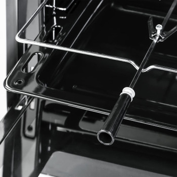 Super General Freestanding Gas-Cooker 5-Burner Full-Safety, Steel Cooker, Gas Oven With Thermostat, Rotisserie, Automatic Ignition, Silver, SGC-916-FSBGOF, 1 Year Warranty