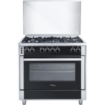 Super General Freestanding Gas-Cooker 5-Burner Full-Safety, Steel Cooker, Gas Oven With Thermostat, Rotisserie, Automatic Ignition, Silver, SGC-916-FSBGOF, 1 Year Warranty