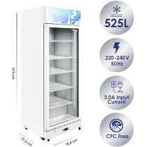 Super General Single Door Chiller, 600 Liter Capacity, White, 1 Year Warranty