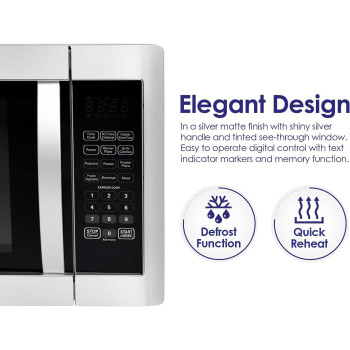 Super General 42 Liter Compact Counter-Top Microwave Oven, 1100W Power, 1400W Grill, Digital Control, Silver/Black, SGMM-945-DGS, 1 Year Warranty