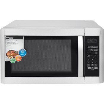 Super General 42 Liter Compact Counter-Top Microwave Oven, 1100W Power, 1400W Grill, Digital Control, Silver/Black, SGMM-945-DGS, 1 Year Warranty