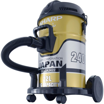 Sharp 22L, 2400W Heavy Duty Drum/Barrel 100 Percent Copper Motor Vaccum Cleaner, Gold, EC-CA2422-Z, 1 Year Warranty