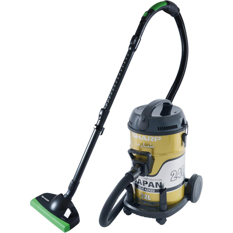 Sharp 22L, 2400W Heavy Duty Drum/Barrel 100 Percent Copper Motor Vaccum Cleaner, Gold, EC-CA2422-Z, 1 Year Warranty